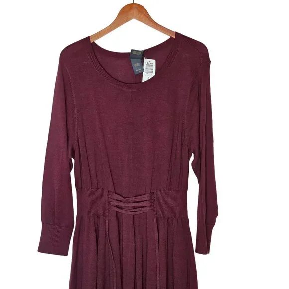 TORRID Outlander Burgundy Lace Waist Sweater Dress Plus size 2X NWT - Picture 4 of 14